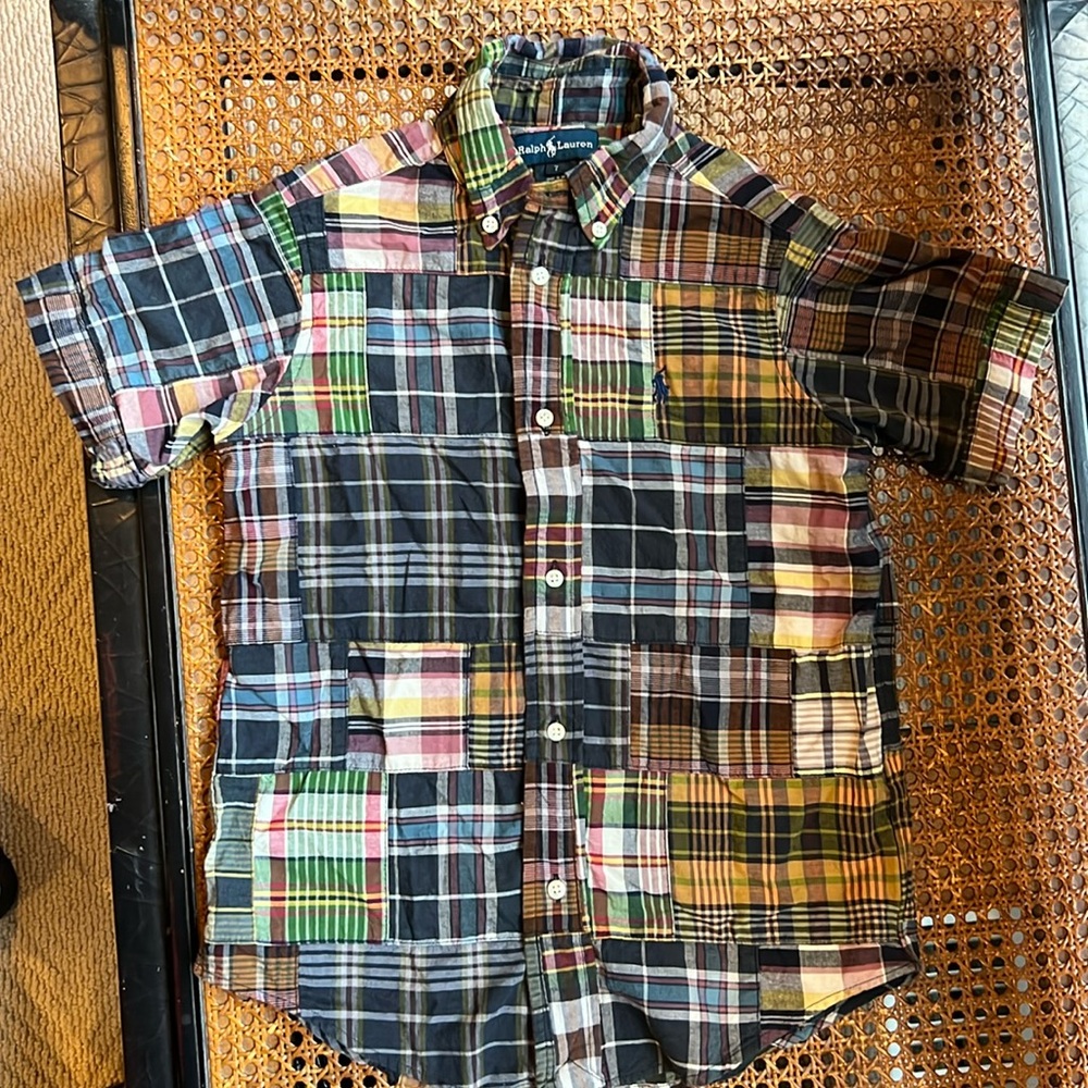 Fabulous boys Ralph Lauren Madras plaid short sleeve shirt!